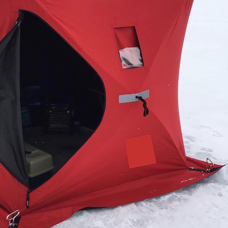 RunNico 4 Pcs 13x13inch Ice Shelter Patch Kit, Self-Adhesive Ice Fish Tent Repair Fabric, Tear-Resistant Ice Fish Shelter Patch Fabric for Covering Tent RV Awning Seams - Image 5